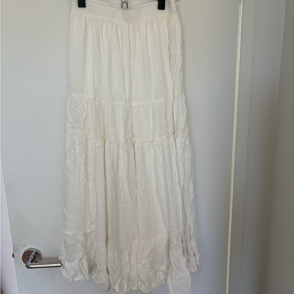American Eagle Outfitters White Tiered Maxi Skirt